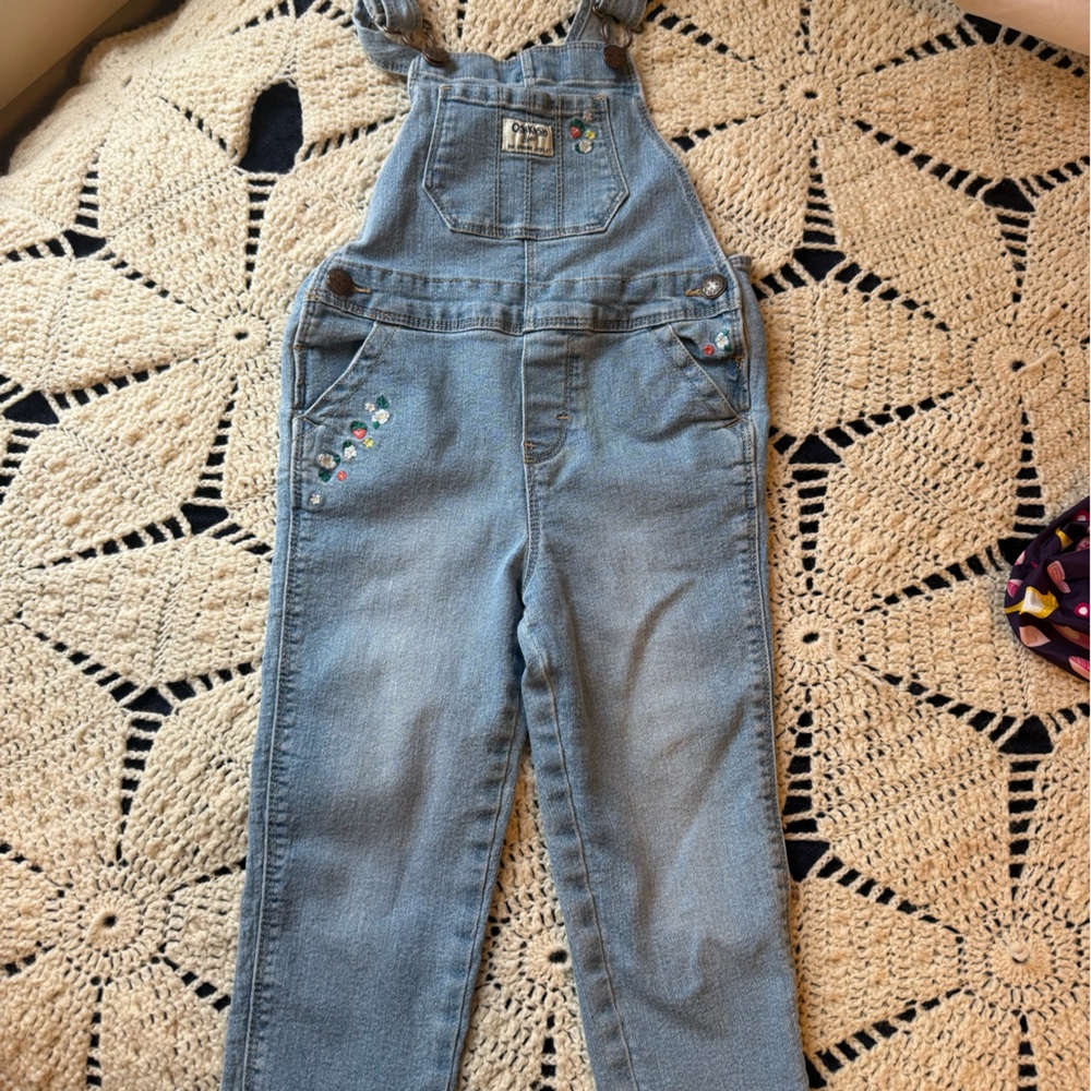 OshKosh B'gosh Denim Girls Overalls with Embroidery